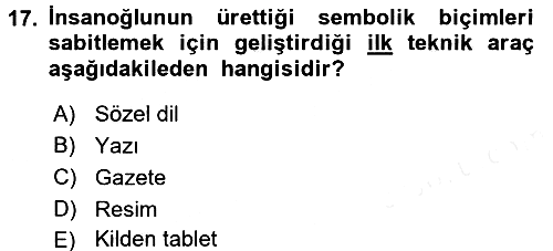 İletişim Sosyolojisi 2017-2018 3 Ders Sınavı - 17. soru