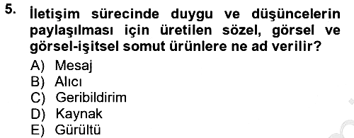 İletişim Sosyolojisi 2012-2013 Ara Sınav - 5. soru