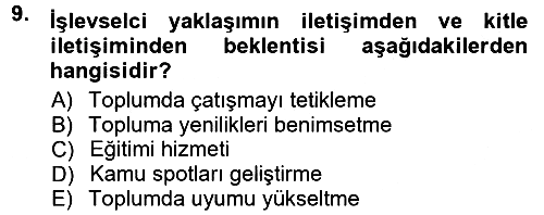 İletişim Sosyolojisi 2012-2013 Ara Sınav - 9. soru