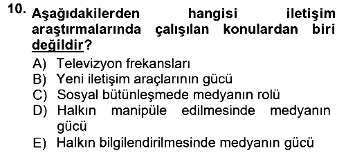 İletişim Sosyolojisi 2012-2013 Ara Sınav - 10. soru