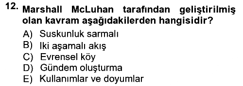 İletişim Sosyolojisi 2012-2013 Ara Sınav - 12. soru