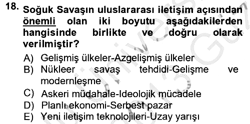 İletişim Sosyolojisi 2012-2013 Ara Sınav - 18. soru