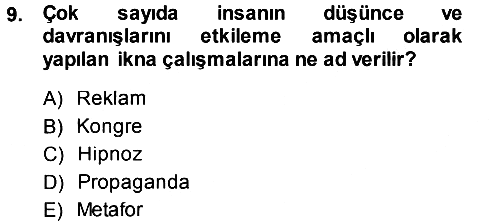 İletişim Sosyolojisi 2013-2014 Ara Sınav - 9. soru