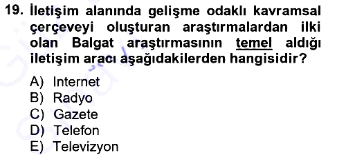 İletişim Sosyolojisi 2014-2015 Ara Sınav - 19. soru