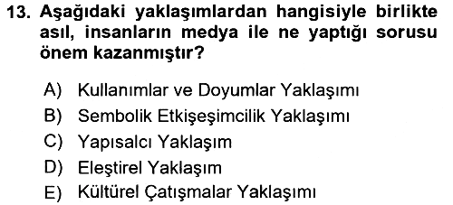 İletişim Sosyolojisi 2016-2017 Ara Sınav - 13. soru