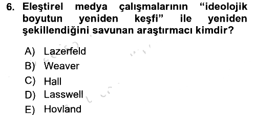 İletişim Sosyolojisi 2017-2018 Ara Sınav - 6. soru