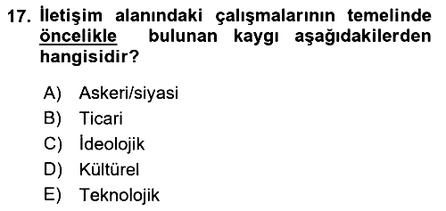 İletişim Sosyolojisi 2018-2019 Ara Sınav - 17. soru