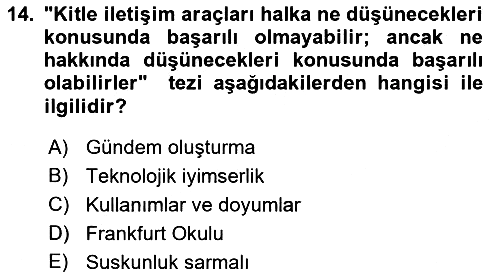 İletişim Sosyolojisi 2021-2022 Ara Sınav - 14. soru