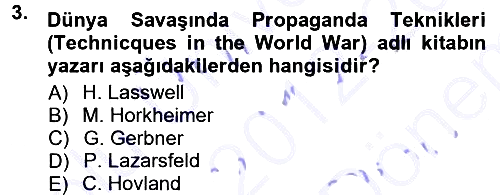 İletişim Sosyolojisi 2012-2013 Dönem Sonu Sınavı - 3. soru