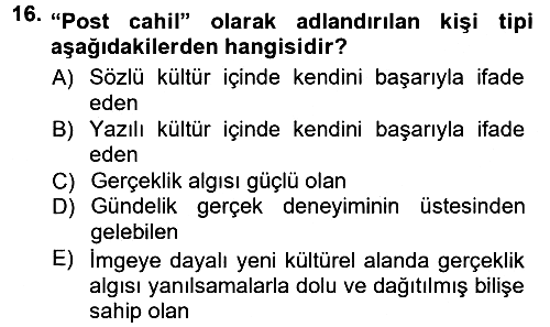 İletişim Sosyolojisi 2012-2013 Dönem Sonu Sınavı - 16. soru