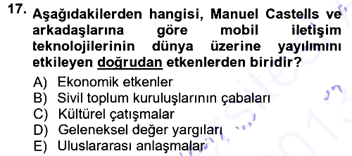 İletişim Sosyolojisi 2012-2013 Dönem Sonu Sınavı - 17. soru