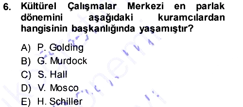 İletişim Sosyolojisi 2013-2014 Dönem Sonu Sınavı - 6. soru