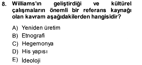 İletişim Sosyolojisi 2013-2014 Dönem Sonu Sınavı - 8. soru