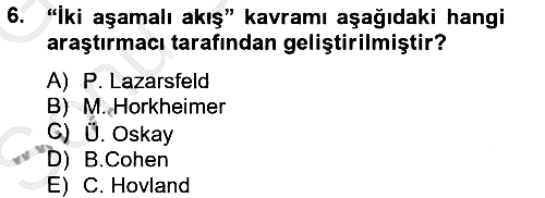 İletişim Sosyolojisi 2014-2015 Dönem Sonu Sınavı - 6. soru