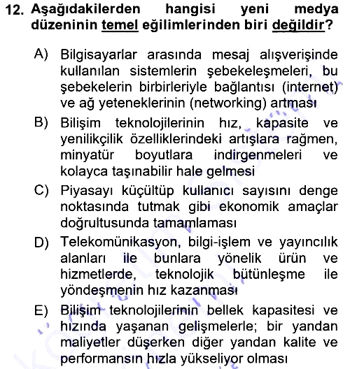 İletişim Sosyolojisi 2015-2016 Dönem Sonu Sınavı - 12. soru