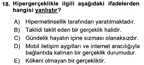 İletişim Sosyolojisi 2016-2017 Dönem Sonu Sınavı - 18. soru