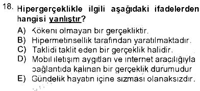 İletişim Sosyolojisi 2012-2013 Tek Ders Sınavı - 18. soru