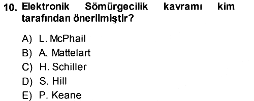 İletişim Sosyolojisi 2013-2014 Tek Ders Sınavı - 10. soru
