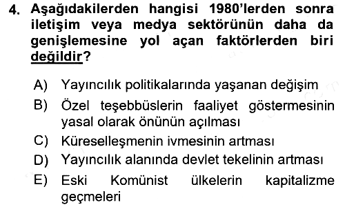 İletişim Sosyolojisi 2015-2016 Tek Ders Sınavı - 4. soru