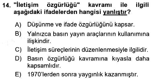 İletişim Sosyolojisi 2015-2016 Tek Ders Sınavı - 14. soru