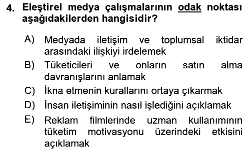 İletişim Sosyolojisi 2022-2023 Yaz Okulu Sınavı - 4. soru