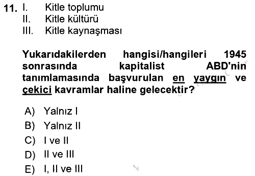 İletişim Sosyolojisi 2022-2023 Yaz Okulu Sınavı - 11. soru