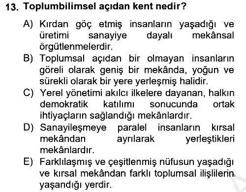 İnsan ve Toplum 2012-2013 Ara Sınav - 13. soru