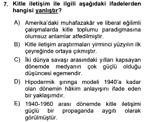 İnsan ve Toplum 2016-2017 Ara Sınav - 7. soru