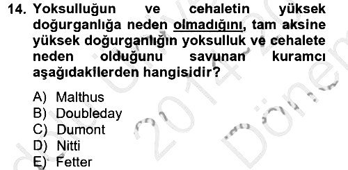 İnsan ve Toplum 2014-2015 Dönem Sonu Sınavı - 14. soru