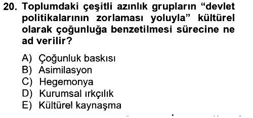 İnsan ve Toplum 2014-2015 Dönem Sonu Sınavı - 20. soru