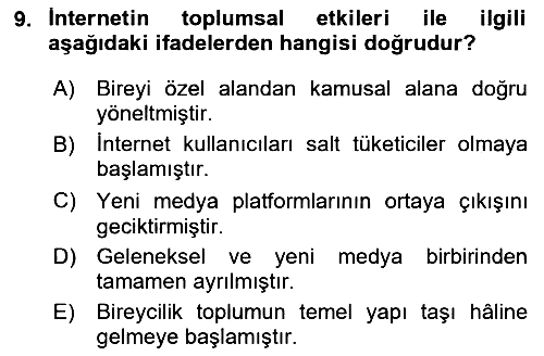 İnsan ve Toplum 2024-2025 Yaz Okulu Sınavı - 9. soru