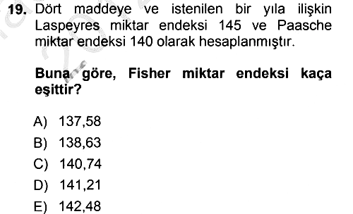 İstatistik 2012-2013 Ara Sınav - 19. soru