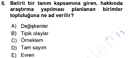 İstatistik 2015-2016 Ara Sınav - 5. soru
