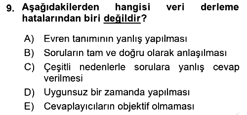İstatistik 2023-2024 Ara Sınav - 9. soru