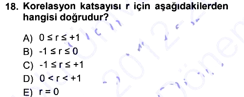 İstatistik 2012-2013 Dönem Sonu Sınavı - 18. soru