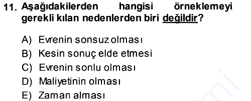 İstatistik 2013-2014 Dönem Sonu Sınavı - 11. soru