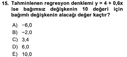 İstatistik 2015-2016 Dönem Sonu Sınavı - 15. soru