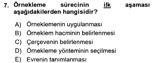 İstatistik 2018-2019 Dönem Sonu Sınavı - 7. soru