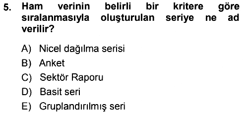 İstatistik 2013-2014 Tek Ders Sınavı - 5. soru