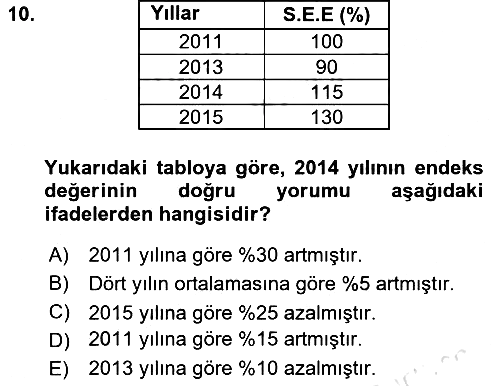 İstatistik 2021-2022 Yaz Okulu Sınavı - 10. soru