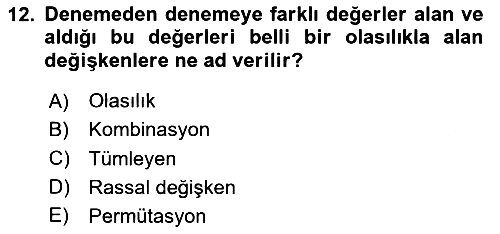 İstatistik 2023-2024 Yaz Okulu Sınavı - 12. soru