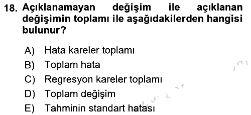 İstatistik 2025-2026 Dönem Sonu Sınavı - 18. soru
