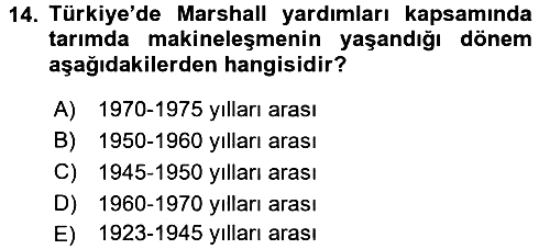 Kent Sosyolojisi 2017-2018 3 Ders Sınavı - 14. soru