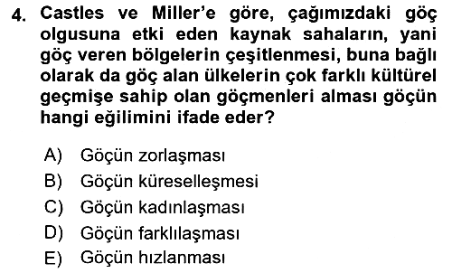 Kent Sosyolojisi 2018-2019 3 Ders Sınavı - 4. soru