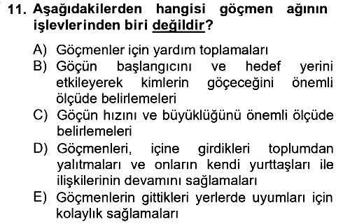 Kent Sosyolojisi 2012-2013 Ara Sınav - 11. soru