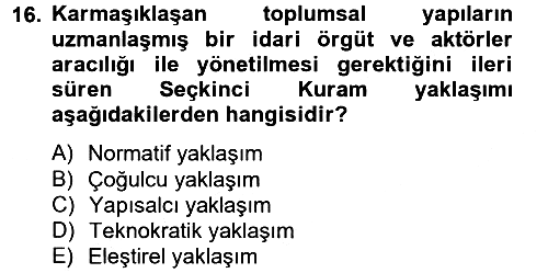 Kent Sosyolojisi 2012-2013 Ara Sınav - 16. soru