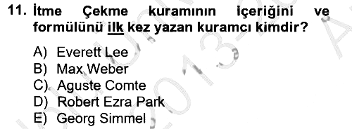 Kent Sosyolojisi 2013-2014 Ara Sınav - 11. soru