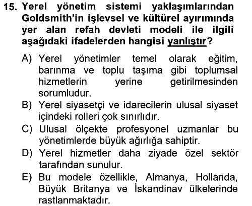 Kent Sosyolojisi 2013-2014 Ara Sınav - 15. soru