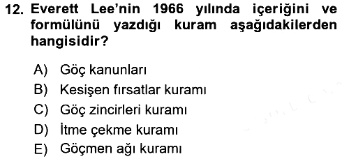 Kent Sosyolojisi 2015-2016 Ara Sınav - 12. soru