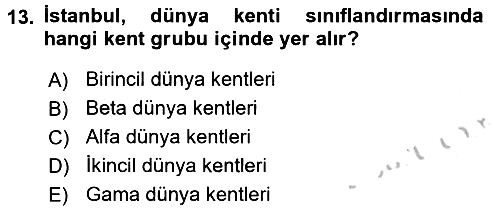 Kent Sosyolojisi 2016-2017 Ara Sınav - 13. soru